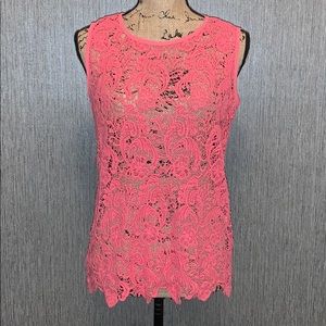 Cynthia Rowley Crochet Lace Semi Sheer Top Size M